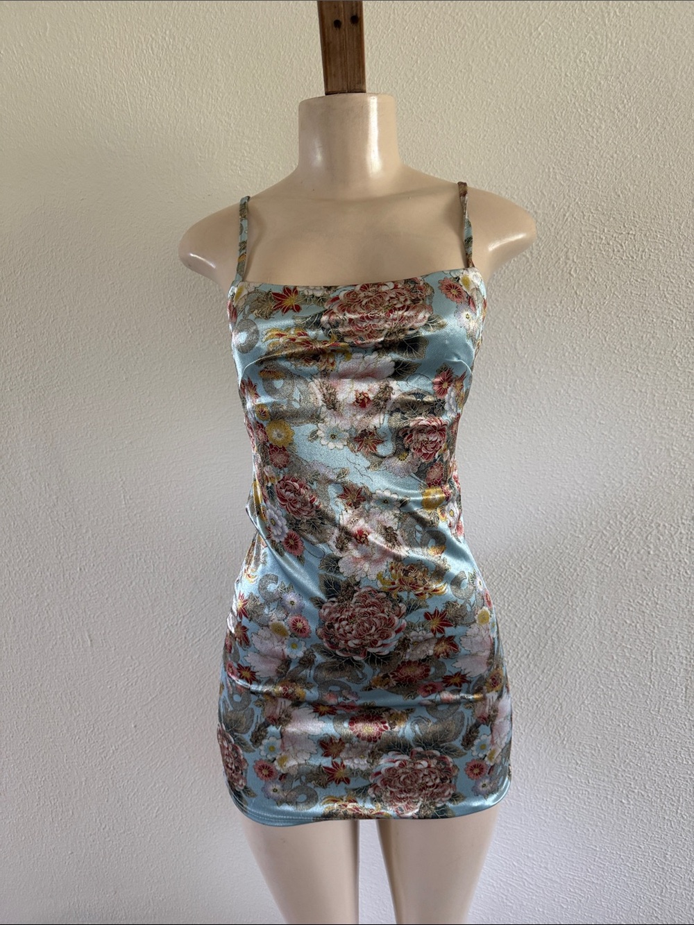 Urban Outfitters Blue Floral Satin Mini Dress